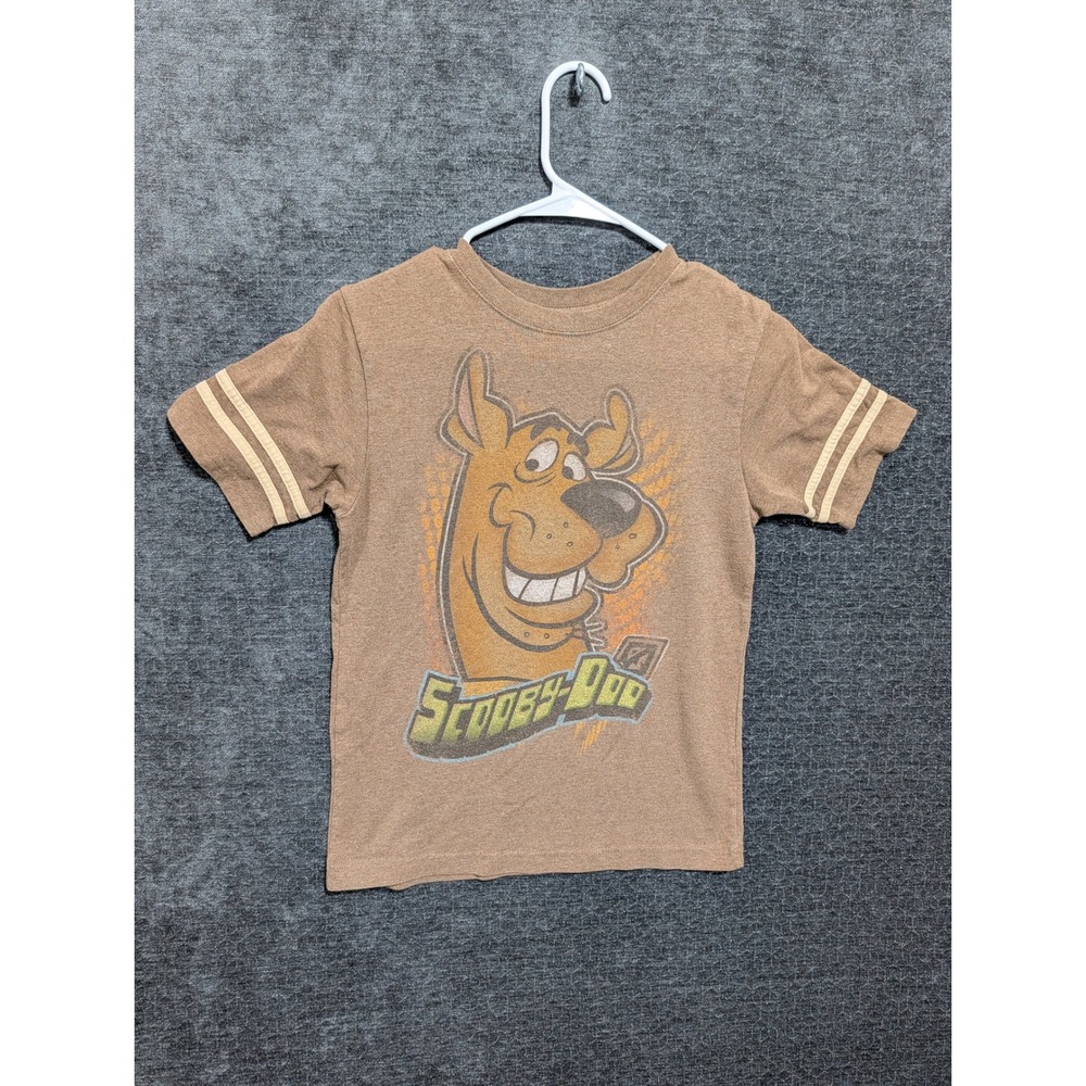 Scooby-Doo Boys Large Brown Graphic T-Shirt Short Sleeve Athletic Stripe 2161